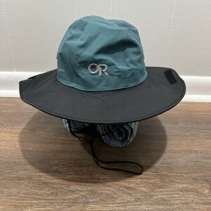 NWT Outdoor Research‎ OR Seattle Rain Hat Blue Black Mens Sz L UPF 50 Hiking